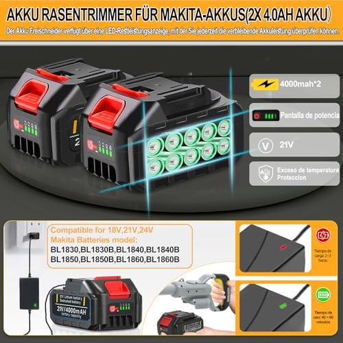 Ergonomischer Teleskopgriff des 4in1 Rasentrimmers - Detailansicht von 21V 4in1 Akku Rasentrimmer WISDOM LIFE – Dealfoxx.de