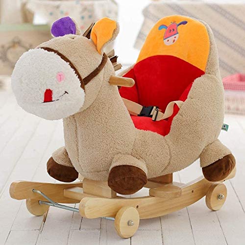 ZHANGYUEFEIFZ Schaukelpferd Plüsch Schaukeltier Pferd Rocking Horse Baby Trojaner Spielzeug Geschenk Kinderstuhl Nette… – Bild 3