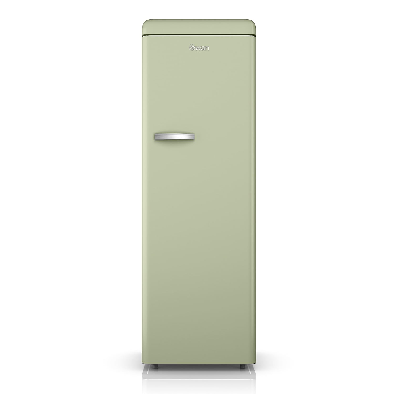 Swan Retro Tall Larder Fridge with 337L Capacity, 5 Glass Fridge Shelves, 1 Chrome Wine Rack, 6 Door Shelves, 1 Salad Crisper, Green, SR11050GNE
