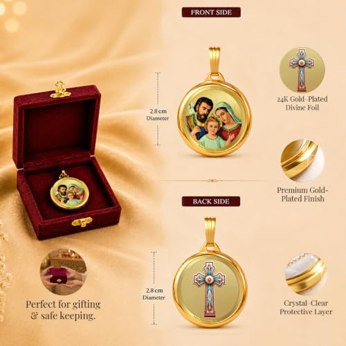 Image of DIVINITI 24K Gold Plated Double-Sided Religious Pendant with Premium Gift Box, Spiritual Locket for Men & Women, Devotional Jewellery for Gifting & Everyday Wear
