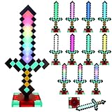 Espada de diamante Craft 11 colores – 40 cm Miner Game Diamond Pico Pico Lámpara de Noche Recargable con Base Desmontable, Lámpara de Noche 2 en 1 para Niños Regalos, Cosplay, Decoración de Fiesta