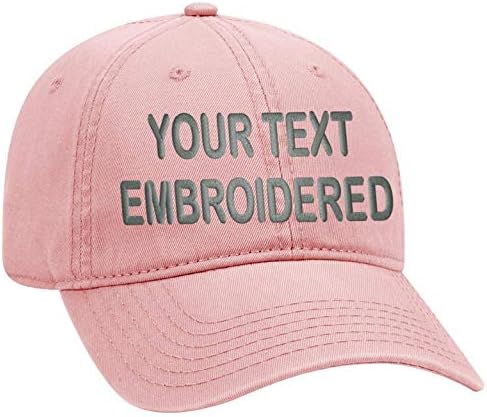 Custom Text Embroidered Dad Hat Unstructured Adjustable Metal Buckle (Soft Pink Dad Hat)