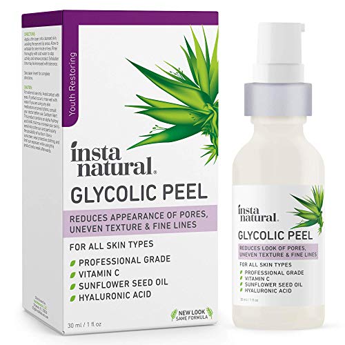 InstaNatural 30% Glycolic Acid AHA BHA Chemical Peel, Glycolic Acid Peel with Vitamin C, Lactic Acid, Hyaluronic Acid and Salicylic Acid, BHA Chemical Exfoliant for Face