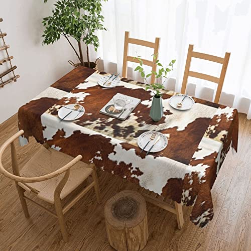 Nappe en polyester motif cuir de vache rouge et blanc avec dentelle chic - 2