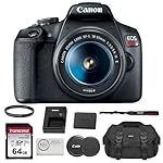 Canon EOS Rebel T7 DSLR Camera with 18-55mm Lens Bundled with 64GB Memory Card + Camera Bag + 58mm UV Filter + Microfiber Cleaning Cloth (5 Items)