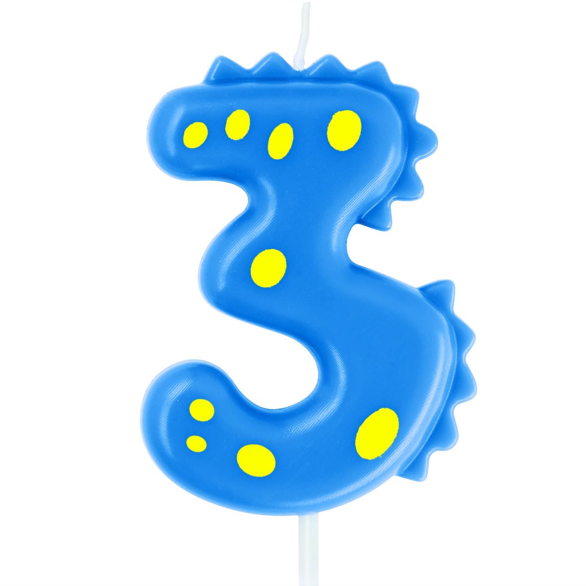 Eusbon Blue Number 3 Blue Birthday Candle 3, 7Cm Birthday Candle For Dinosaur Theme Party Cake Topper For Cake Decor