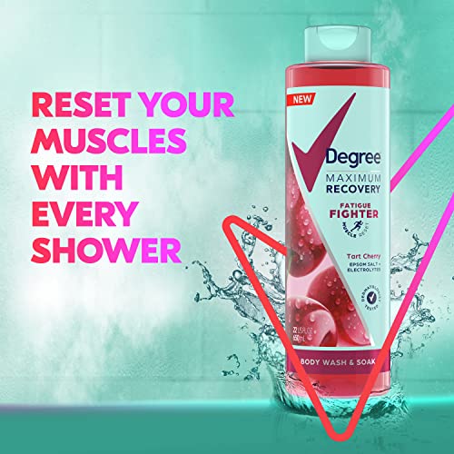 Degree Maximum Recovery Body Wash And Soak Post-Workout Recovery Skincare Routine Tart Cherry + Epsom Salt + Electrolytes Bath And Body Product 22 Oz, Pack Of 4 #TOP2