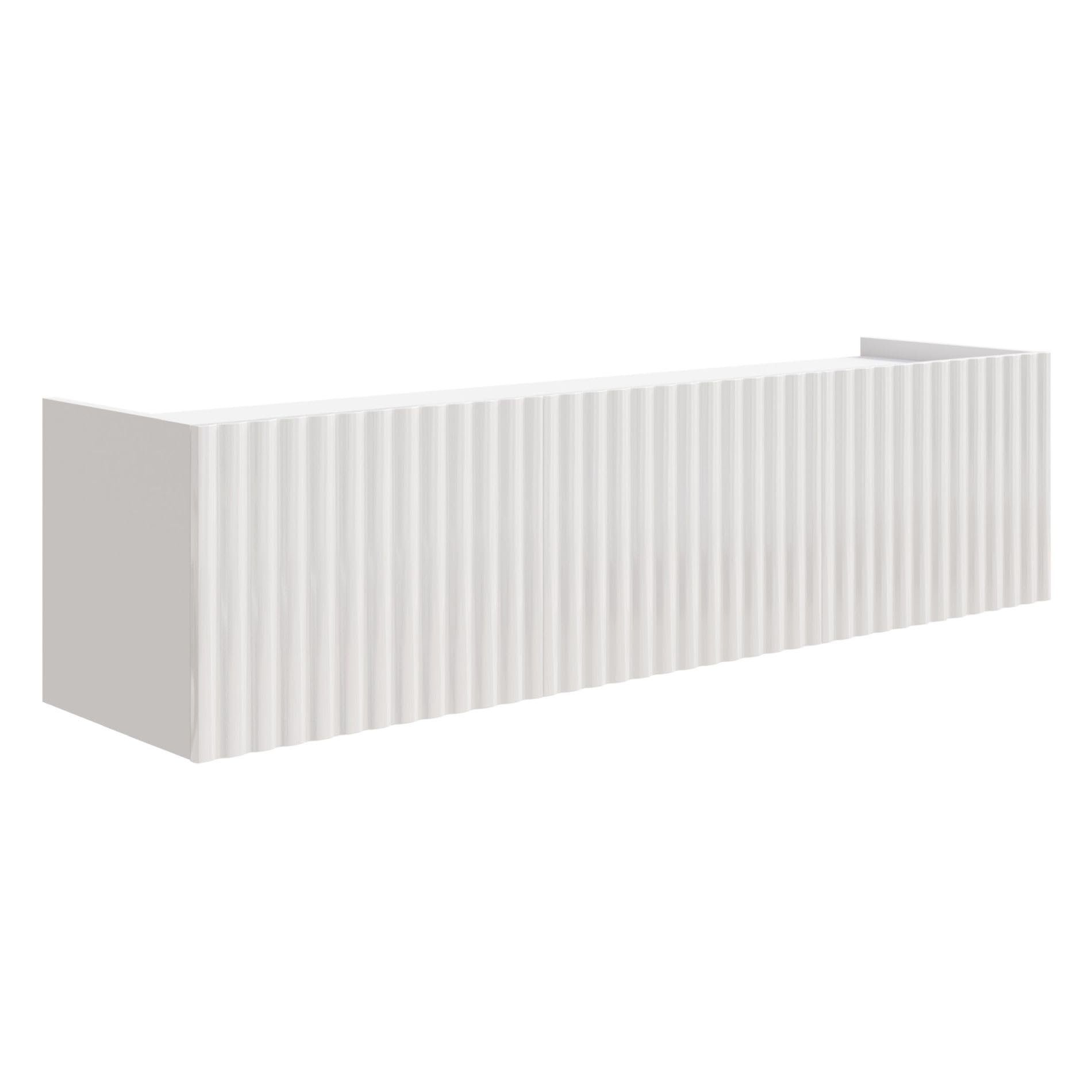 Selsey TV Lowboard Weiß Modernes Hängendes TV-Board 144 cm Hochglanz MDF-Fronten & Laminierter Korpus Push-to-Open-System Ideal für Wohnzimmer Skandinavisches Design