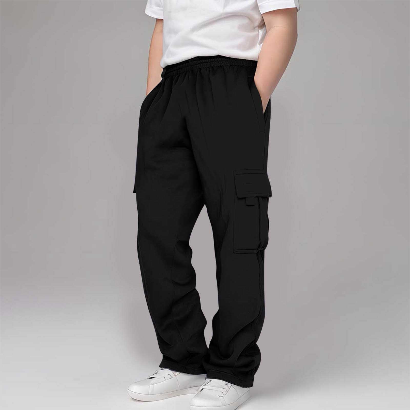Generisch Pantalones deportivos largos para hombre, monos para niños, pantalones de chándal con cordón, pantalones negros para niños