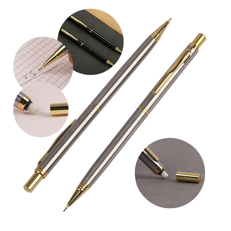 Druckbleistifte, 1 Stück, Druckbleistift, Metall, 0,5 mm, für Schüler, zum Zeichnen, Vermessen und für Büroarbeiten (Schwarz)
