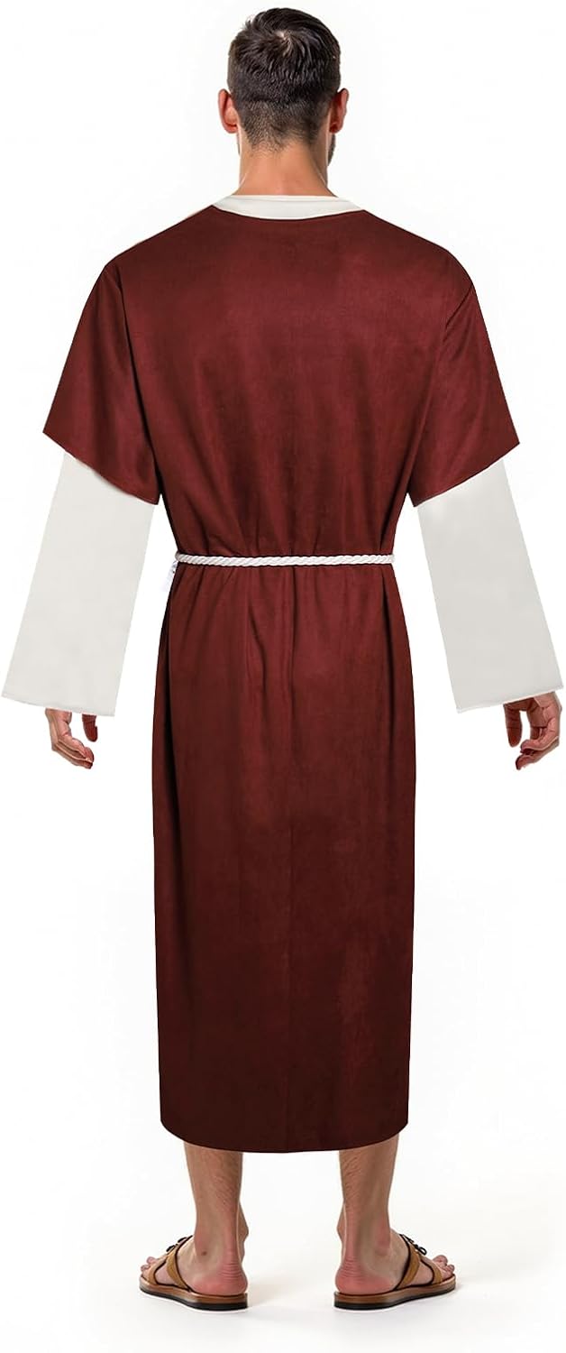 Mens Shepherd Costume Adult Jesus Robe Nativity Church Cosplay Outfit Biblical Times Tunic Dress Up Suit - Image 2