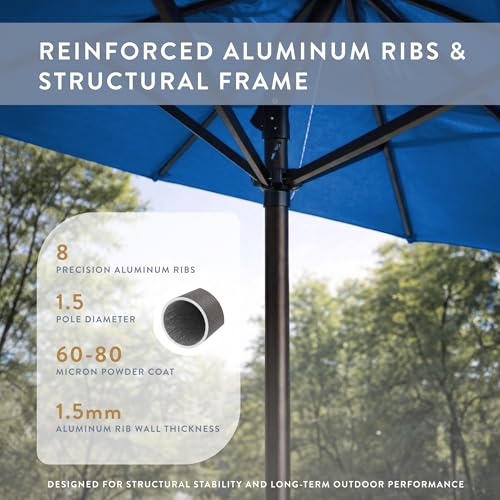 Image of California Umbrella 8-Year Protection 9 Ft Outdoor Patio Umbrella, Solstice Fade-Resistant Fabric, Auto-Tilt, Heavy Duty Aluminum Frame, 8 Reinforced Ribs for Pool or Deck, Bronze Pole