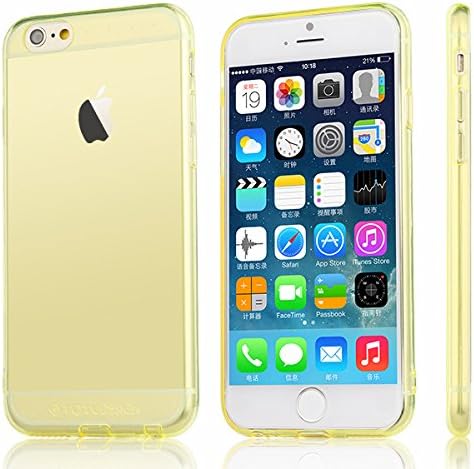 iPhone 6 Plus Case, TPU Protective Cover Skin Case with Dust Plug Ultra Slim Light & Clear for iPhone 6 Plus 5.5" (i6P R-Yellow)