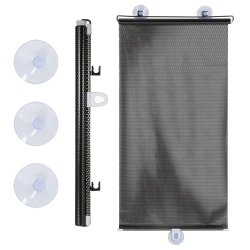 SHINEOFI Persiana Enrollable con Ventosa para Ventana de Coche y Hogar, Película Parasol de PVC Negro, Fácil de Instalar y Lavable, Protección Solar Eficaz