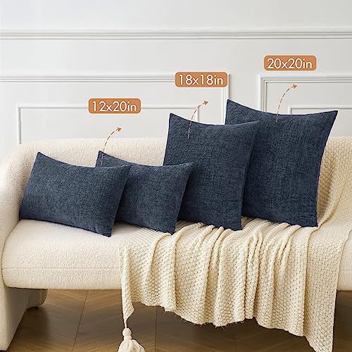 MIULEE Pack of 2 Couch Throw Pillow Covers 20x20 Inch Soft Navy Blue Chenille Pillow Covers for Sofa Living Room Solid Dyed Pillow Cases by MIULEE - Image 4