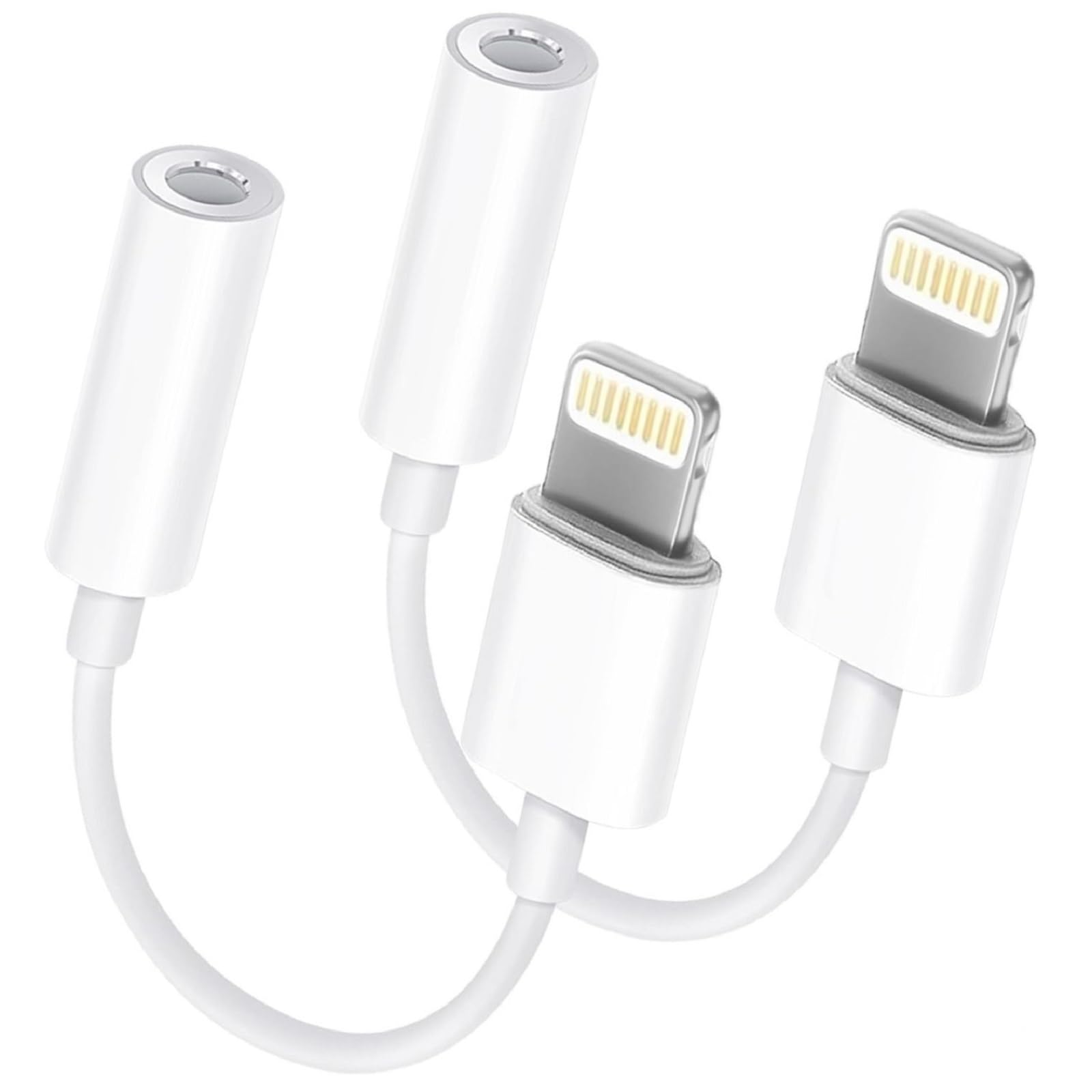 Apple MFi Certified 2 Pack Lightning to 3.5 mm Headphone Jack Adapter for iPhone Headphone Adapter AUX Audio Converter Dongle Compatible with iPhone 14 13 12 11 XS XR X 8 7 iPad iPod