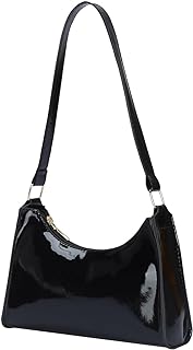 QWINEE Women's Artificial Patent Leather Tote Bag for Women Zipper Square Satchel Purse Ladies Shoulder Crossbody