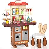 Lucky Doug Play Kitchen Playset for Toddlers Girls, Toy Kitchen Sets with Chair for Kids Toddlers...