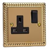 Varilight XG4B 13A Gniazdo przełączane Georgian Brass czarne 1 Gang