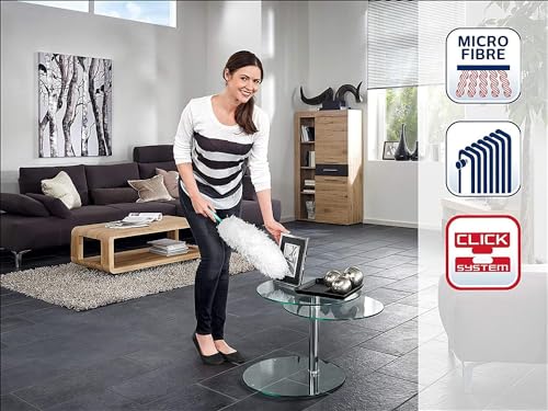 Leifheit waschbarer Staubwedel Duster XL mit antistatischen Mikrofasern gegen Staub, extra Langer Staubwischer auch für Heizkörper, Softer Staubfänger für alle Oberflächen, Click-System
