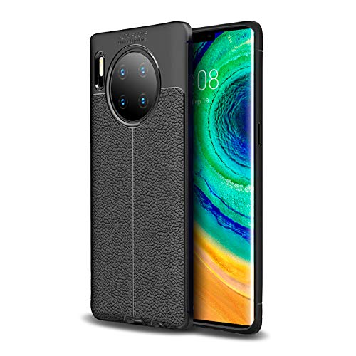 Olixar Case for Huawei Mate 30 Pro, Leather Style Back - Protective Cover - Shock Absorption - Leather Style - Attache - Wireless Charging Compatible - Black