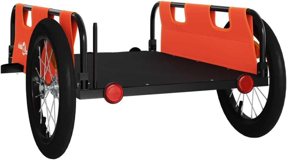 Bike Trailer Orange Oxford Fabric and Iron, Bicycle Cargo Trailer, Bicycle Large Cargo Wagon Trailer, Bicycle Cargo Storage Cart Cycling Camping Luggage Storage Carrier Transport Type2