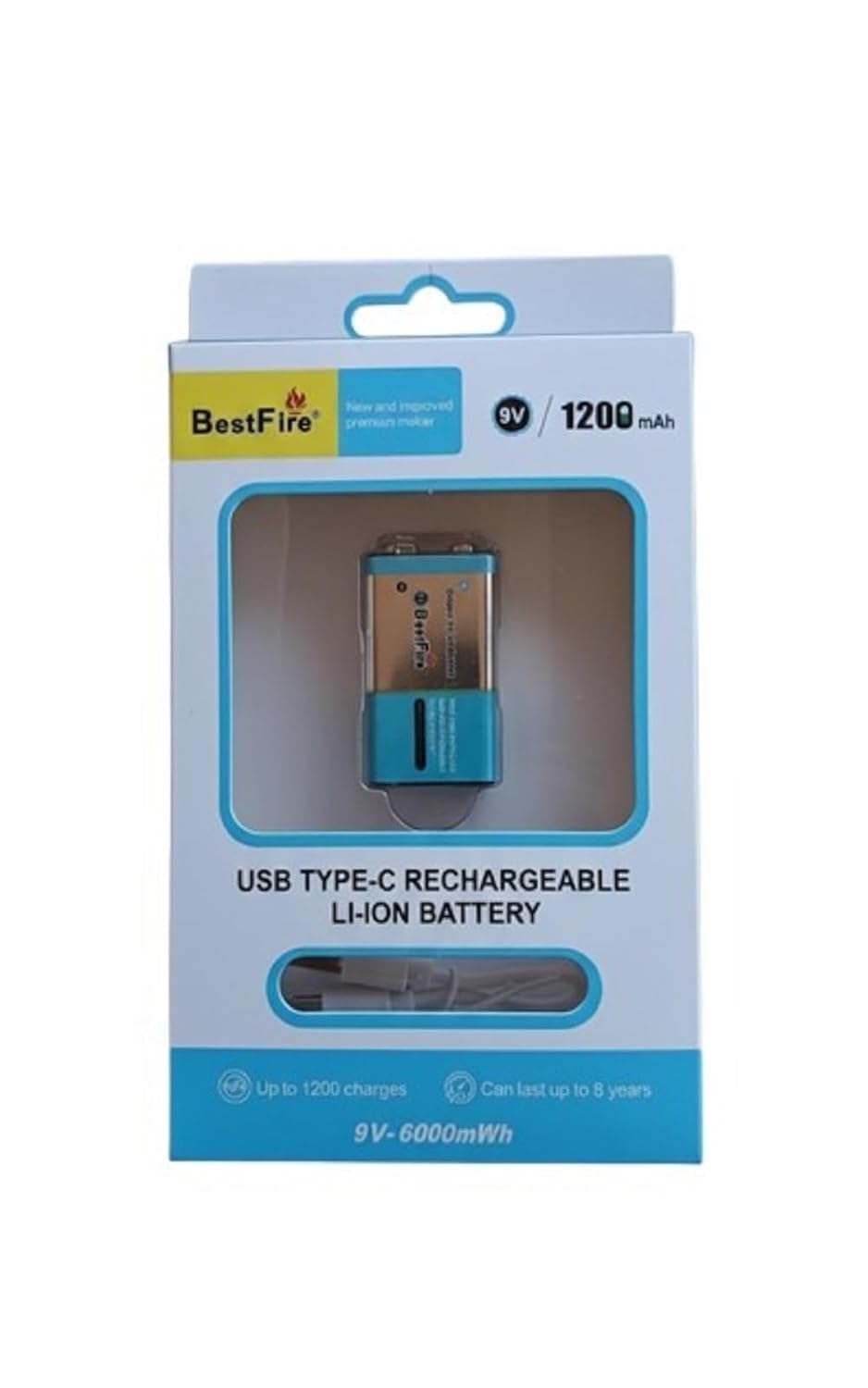 Compatible with Bestfire 1000mAh 9v Li-ion Rechargeable Constant Volt Discharge Lithium Battery (Pack of 1)