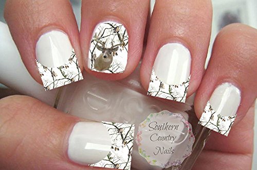 Camo Deer French Tips and Full Nail Art Decals
