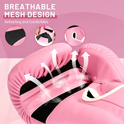 FIVING Boxing Gloves for Women,Sparring Training,MMA,Kickboxing,Pink,14oz by FIVING - Used condition - Image 4