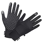 Winter Gloves for Men Women, Touch Screen Waterproof Windproof Cold Weather Warm Gloves for Running Cycling Hiking Driving (Black, Medium)