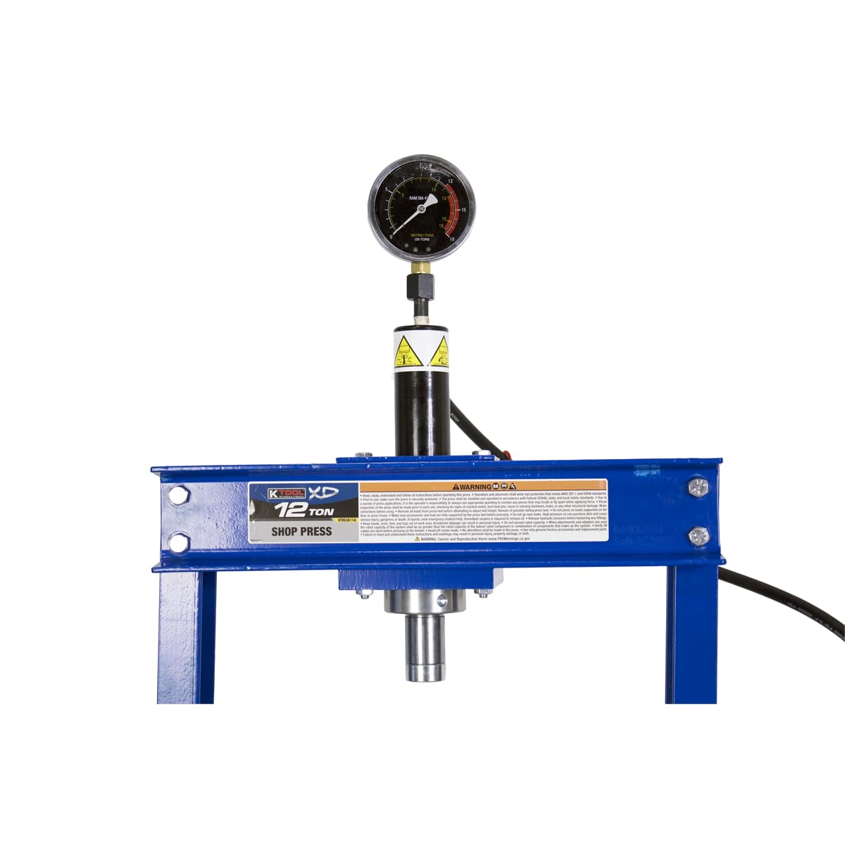 K Tool International 63611A 12 Ton Shop Press for Garages, Repair Shops, and DIY, 2,400 lbs. Capacity, 6.9