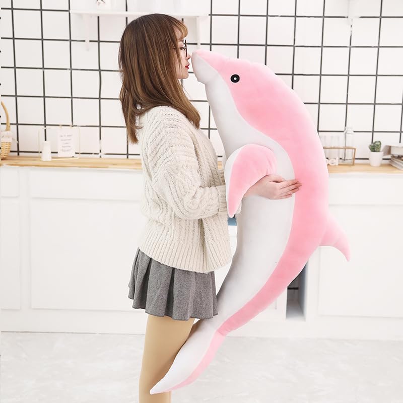Kawaii Morbido Delfino Peluche Giocattoli Delfino Abbraccio Cuscino Peluche Animale Farcito Bambola Cuscino Per Bambini/Ragazze/Coppie Regalo Rosa 120 cm