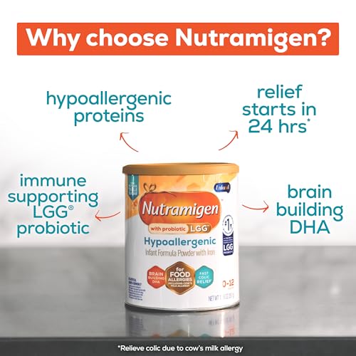 Enfamil Nutramigen Hypoallergenic Baby Formula with Iron, Lactose Free, Colic Relief from Cow's Milk Allergy Starts in 24 Hours, Brain Building DHA, Probiotic LGG for Immune Support, 12.6 Oz Can