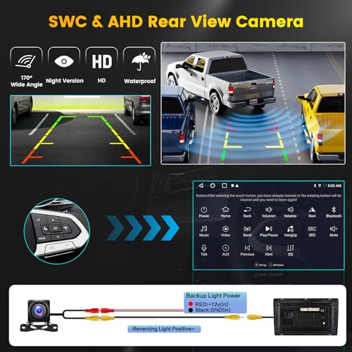 [2+64G] Hikity Android 15 Car Stereo for Honda Accord 6th 1998-2003 with Wireless Carplay Android Auto, 9\" Touch Screen Radio Dash Kit with Mirror Link GPS WiFi Bluetooth SWC Backup Camera FM Mic - Thumbnail 7