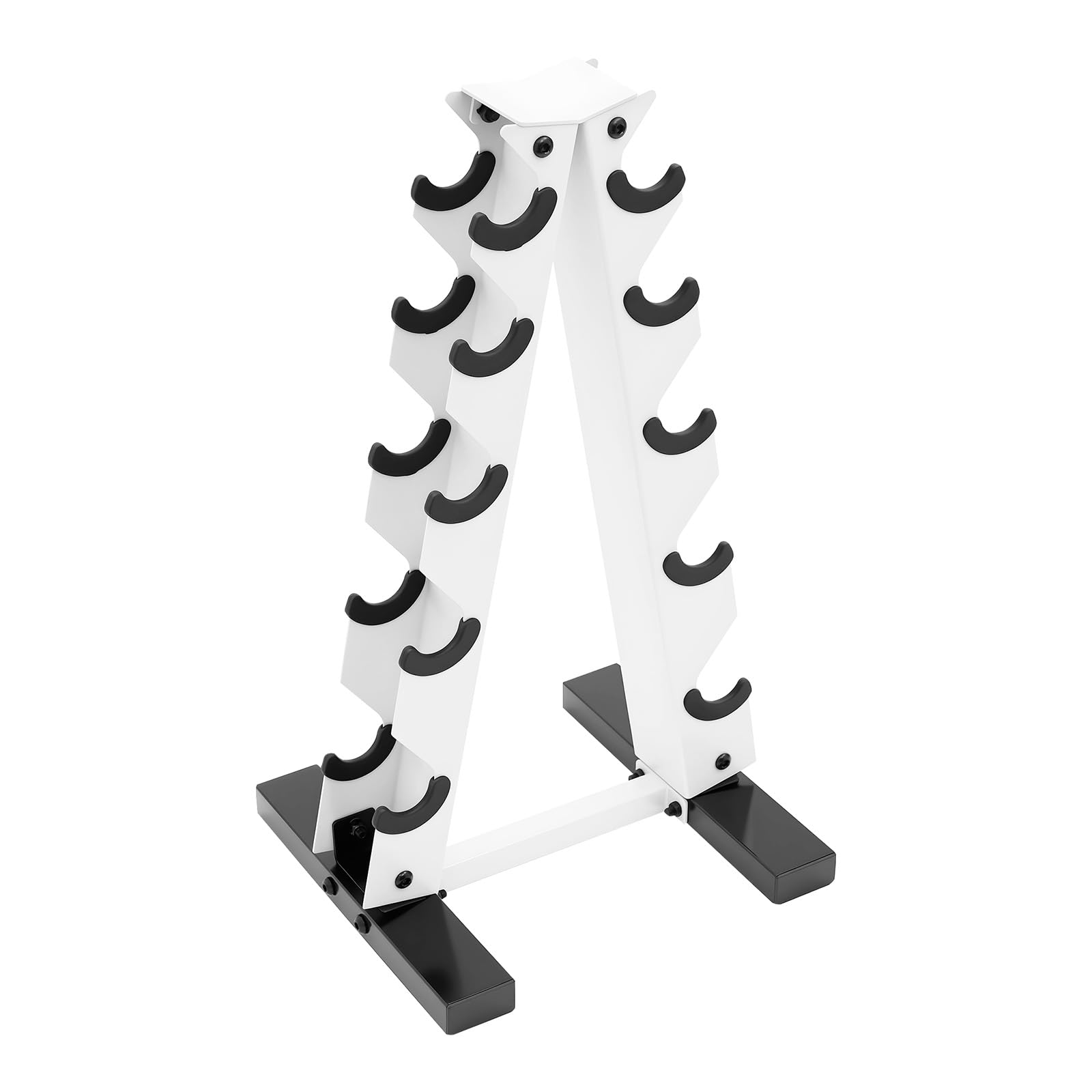 Supporto per manubri a 5 piani, design con telaio ad A, per 5 paia di manubri, robusto supporto in acciaio con cuscinetto in gomma, portata massima 100 kg, perfetto per la casa e la palestra