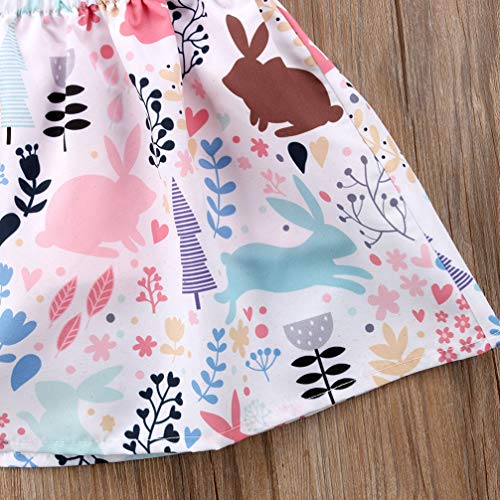 Conjunto de roupas para meninas da Páscoa com estampa floral e design de coelhinho da FENICAL (adequ
