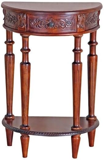 Pemberly Row Half Moon Wall Table in Dual Walnut Stain