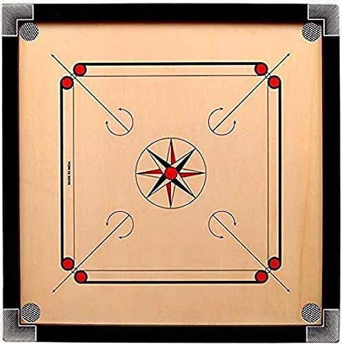 Elex Classic Carrom 32" x 32" Set with Board, Coins and Striker - Carrom Board with 6mm thick 29" x 29" playing area with stunning rebound hard borders