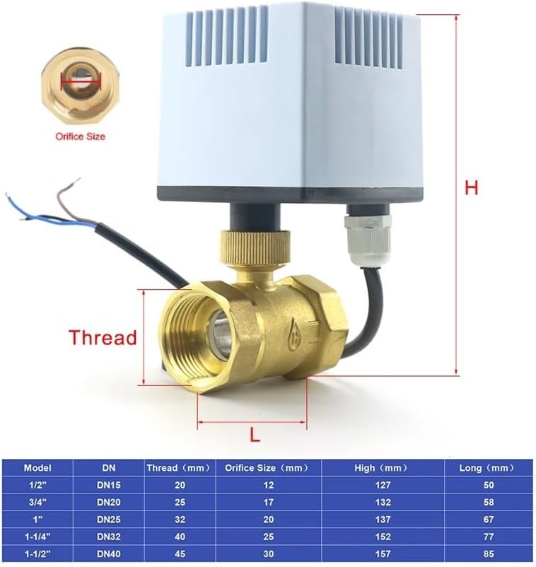 1/2" 3/4" 1" 1-1/4" 220VAC DC12V IP67 Brass Motorized Ball Valve 3-Wire 2-Control 2-Way DN15/DN20/DN25/DN40(1",220V AC)