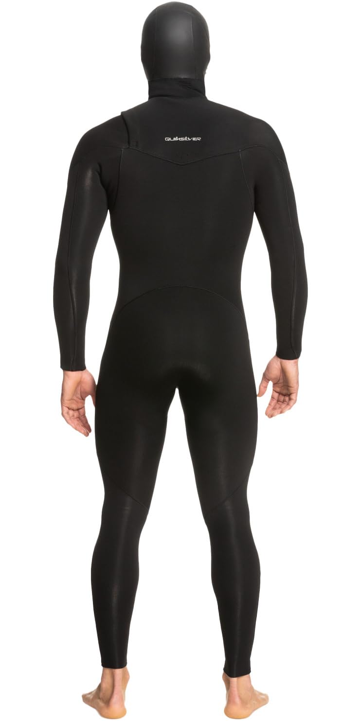Quiksilver Traje de neopreno para hombre Everyday Sessions 5/4/3 mm GBS con capucha y cremallera en el pecho - Negro - Capa térmica cálida capa de calor
