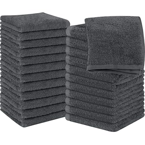Utopia Towels - 24 Stück Seiftücher, 30x30 cm mit Aufhängeschlaufen, saugfähige Waschlappen zum Abwischen und Reinigen des Gesichts aus 100% Baumwolle (Grau)