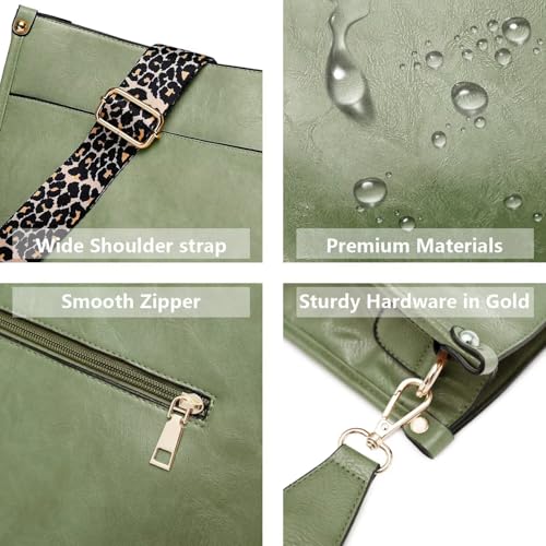 Image of AUYOCO Vegan Leather Crossbody Bags for Women, Crossbody Purse with Guitar Strap Zipped Pockets Handbag Shoulder Bag