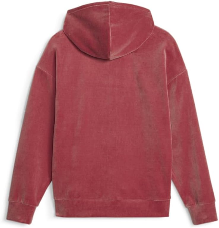 PUMA Womens Essentials Elevated Velour Hoodie Athletic Outerwear Casual - Red