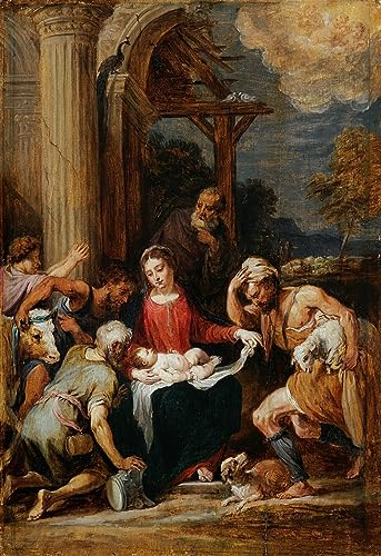 Peinture murale Adoration des bergers pour grand salon chaleureux