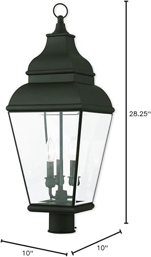 Miniatura 2 de Livex Lighting 2594-04 Exeter Black 3 Light Post-Top Lanterm