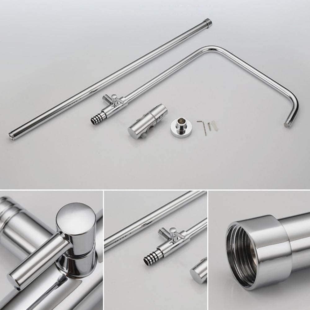 Chrome-Plated Shower Kits with Overhead Shower, 8 in Round Rain Shower Head Multifunctional Hot and Cold Limestone Resistant Shower Mixer Set