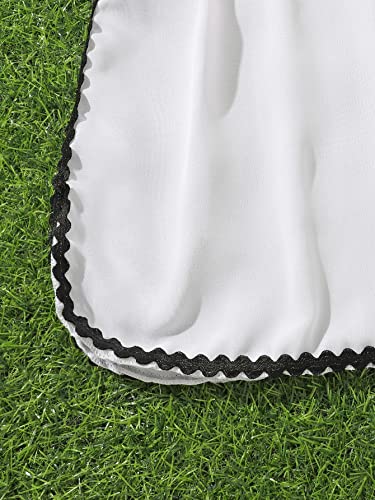 Image of Milumia Girl's Bowknot Mesh Coverups V Neck Ruffle Trim Swimsuit Cover Up White and Black 8 Years