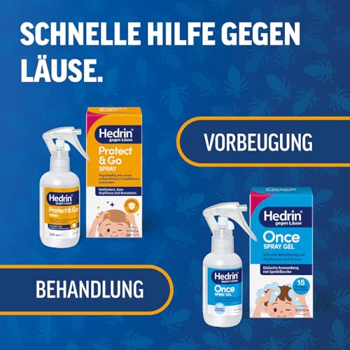 HEDRIN Vorteilspack (1 ONCE Spray Gel + 1 Protect & Go Spray), Soforthilfe & Vorbeugung – Schnelle Hilfe gegen Läuse