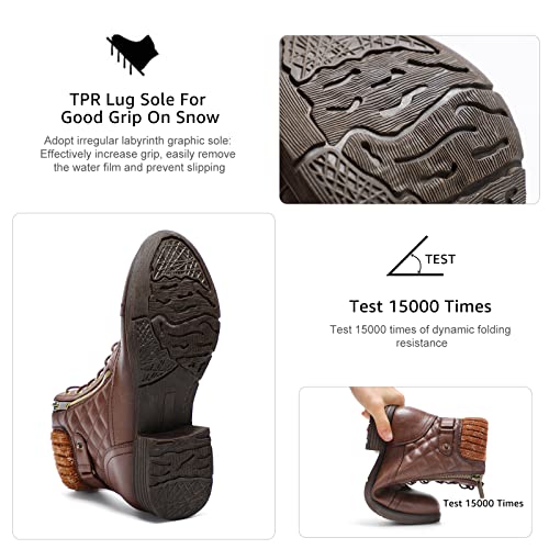 Stq Women Fashion Ankle Bootie Casual Lace Up Short Combat Boots Brown 9 thumb #4