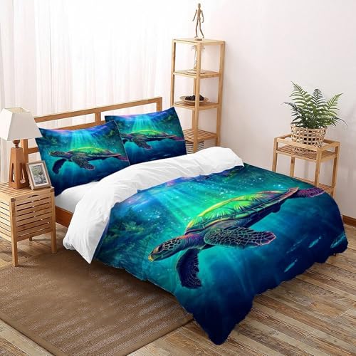Tortue Housse de Couette Parure de Lit Microfibre Impression 3D